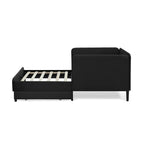 Black Velvet Twin Upholstered Platform Bed Frame with 2 Storage Drawers and Adjustable Sofa Bed - Grand Goldman Shop