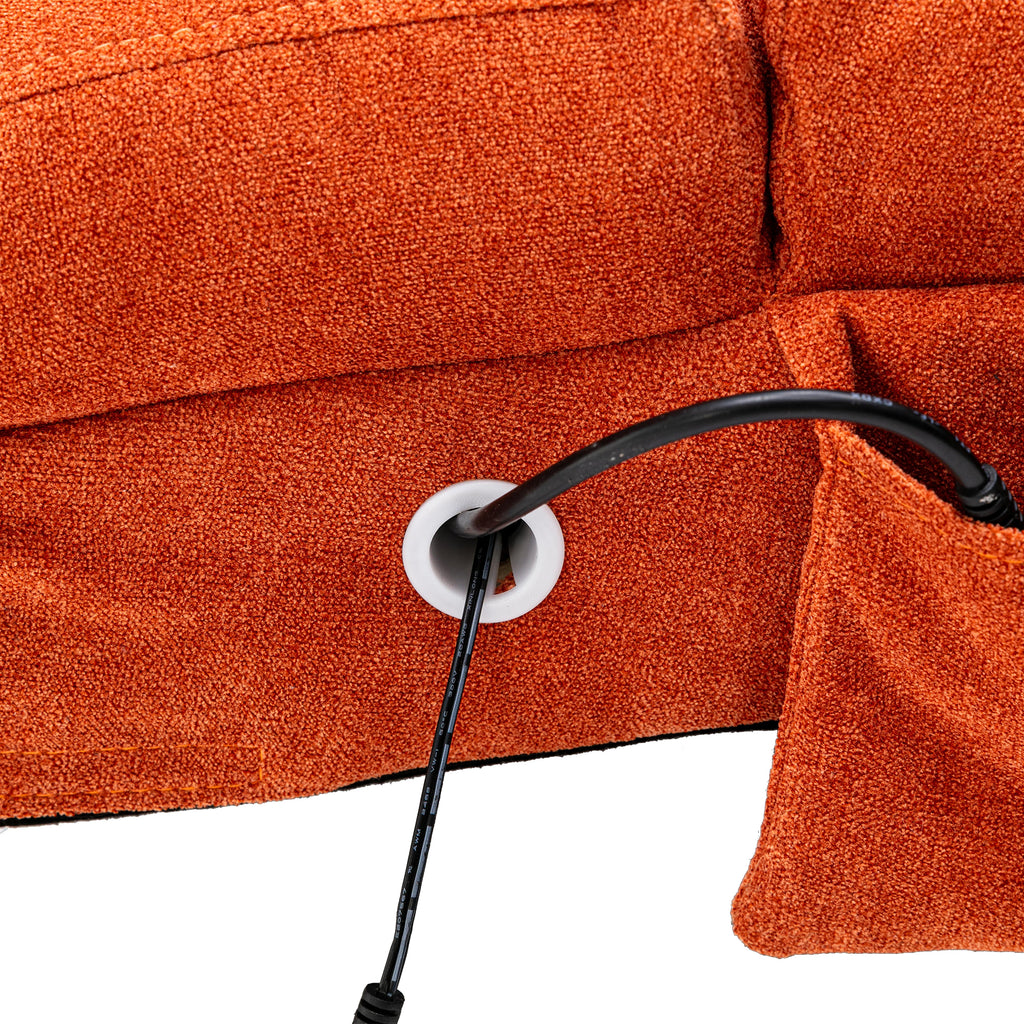 Ergonomic Linen Massage Chaise Lounge with Remote Control, Orange, 5 Modes - Grand Goldman Shop