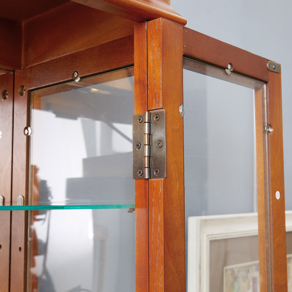 Lighted Glass Curio Display Cabinet,Display Cabinet,Glass Storage Cabinet Glass Wine cabinet Wood Frame Toy Display for Living Room, Kitchen, Pantry light bulb included OAK - Grand Goldman Shop