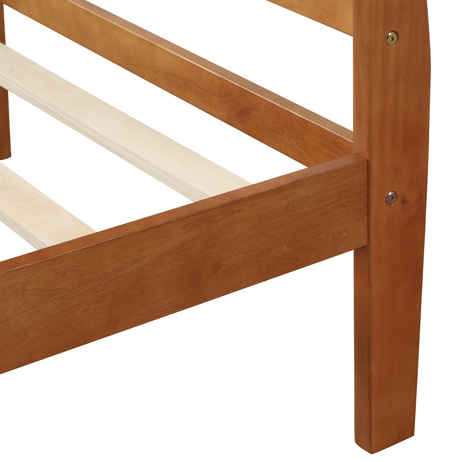 Minimalist Wood Platform Twin Bed Frame with Sleigh Headboard/Footboard and Wood Slat Support - Grand Goldman Shop