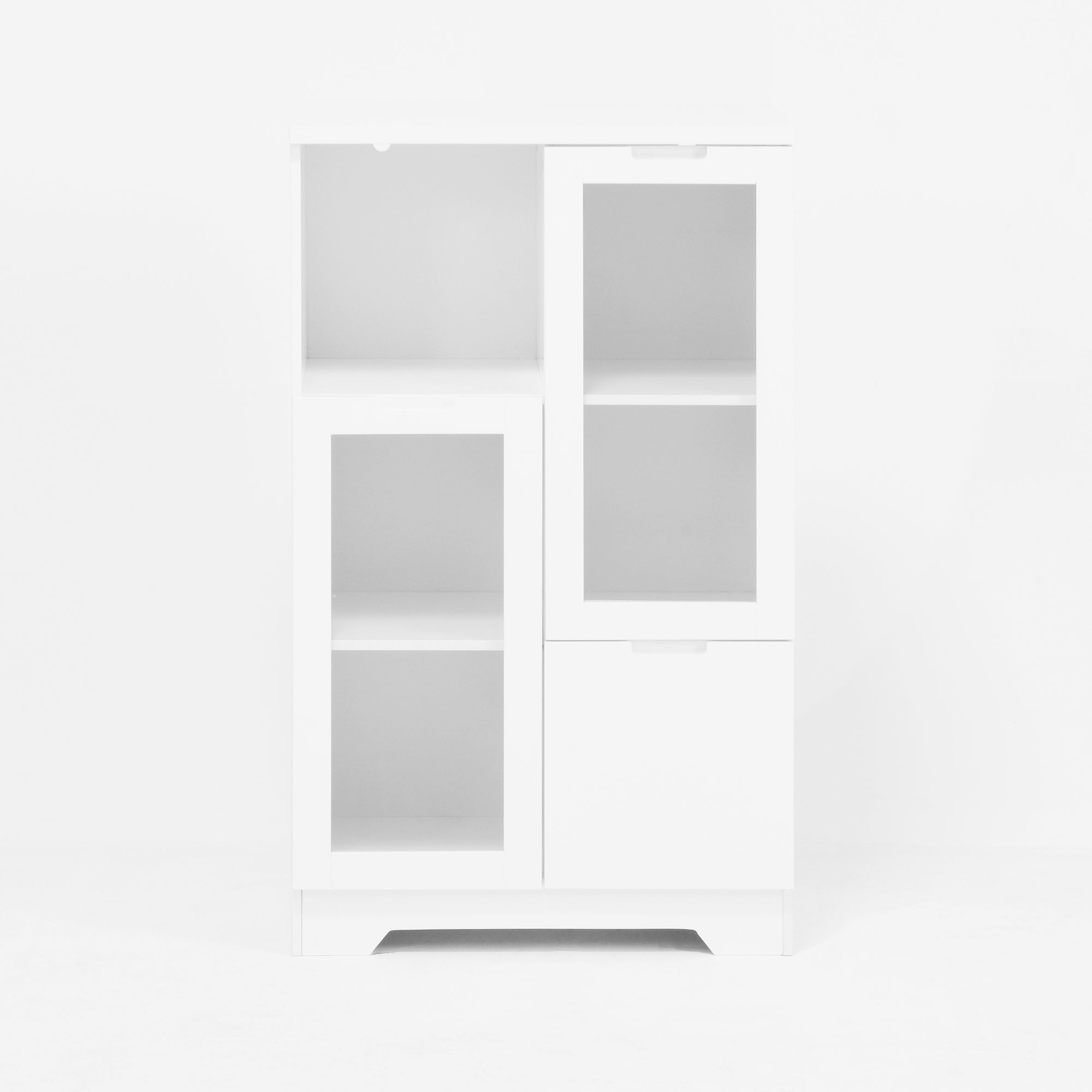Modern MDF Painted Cabinet with Glass Doors and Drawer, White, for Bedroom and Living Room - Grand Goldman Shop