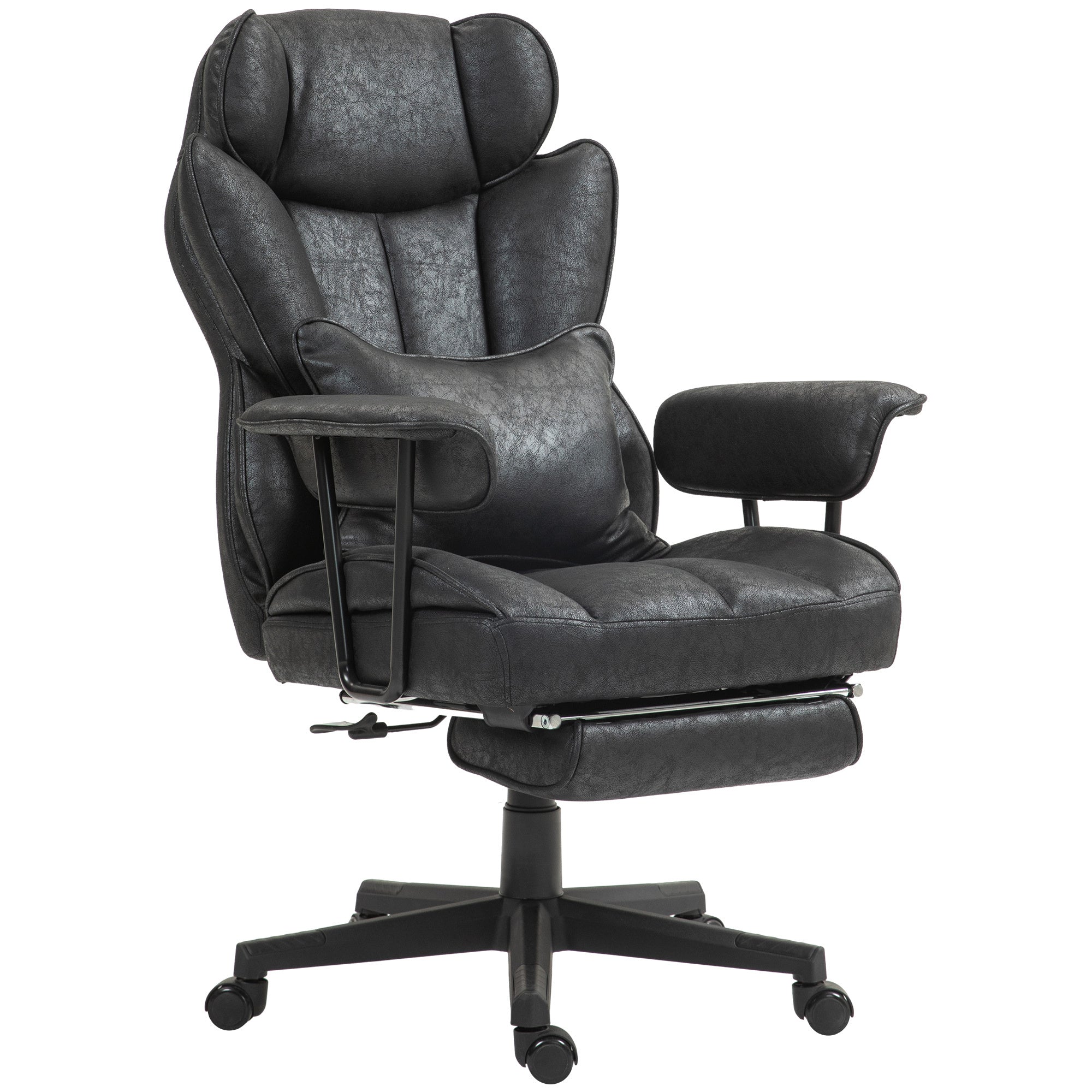 HOMCOM Executive Office Chair, 400LBS Big and Tall Office Chair with Foot Rest, Microfiber Computer Desk Chair with Lumbar Su