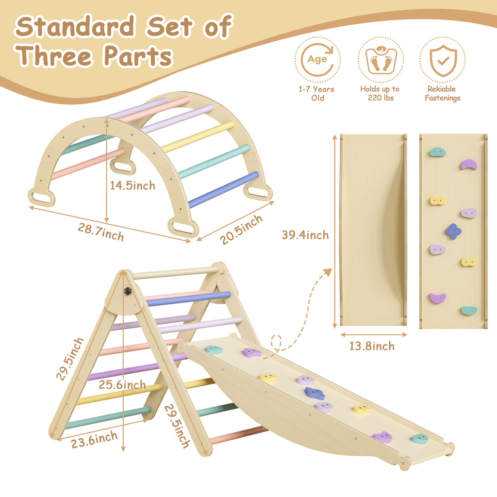 5 in 1 Pikler Triangle Set, Baby Climbing Toy, Montessori Learning Toy with Arch, Ramp, and Climbing Triangle - Shop Quality 