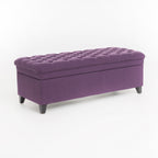 Juliana Storage Ottoman Purple Fabric with Birch Legs 50x20.5x18.3 Inch - Grand Goldman Shop