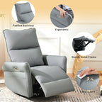 Power Swivel Rocker Recliner Chair for Adults, 270° Swivel Rocking Recliner Chair,Electric Small Recliners for Small Spaces, Single Sofa Recliner for Living Room, Bedroom,RV (Blue-gray+270° Swivel) - Grand Goldman Shop