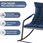 Blue Rocking Chair with Storage, Cushions & Armrests, All-Season Comfort Lounge Recliner, Breathable Ergonomic Lounge Chair for Bedroom, Living Room, Patio, Garden - Grand Goldman Shop
