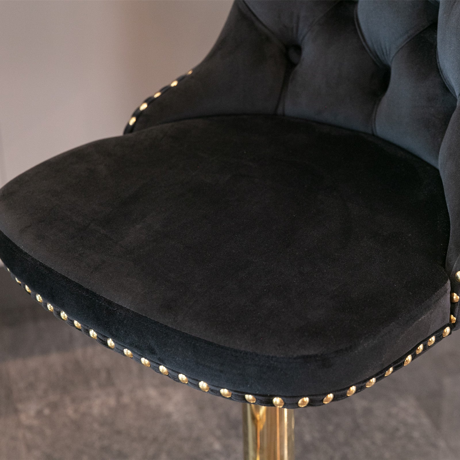 A&A Furniture,Golden Swivel Velvet Barstools Adjusatble Seat Height from 25-33 Inch, Modern Upholstered Bar Stools with Backs Comfortable Tufted for Home Pub and Kitchen Island（Black,Set of 2） - Grand Goldman Shop