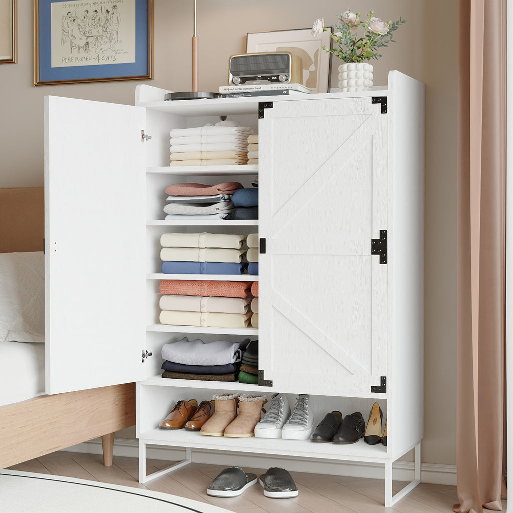 Shoe Cabinet with Doors, 6-Tier Shoe Storage Cabinet with Adjustable Shelves, Wooden Shoes Rack Shoe Storage Organizer for Entryway, Hallway, Closet, Living Room - Grand Goldman Shop