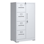 Metal Storage Vertical Filing Cabinet with Lock, Steel File Locker with 4 Drawers and 1 door for School, Living Room, Bedroom