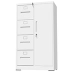 Metal Storage Vertical Filing Cabinet with Lock, Steel File Locker with 4 Drawers and 1 door for School, Living Room, Bedroom