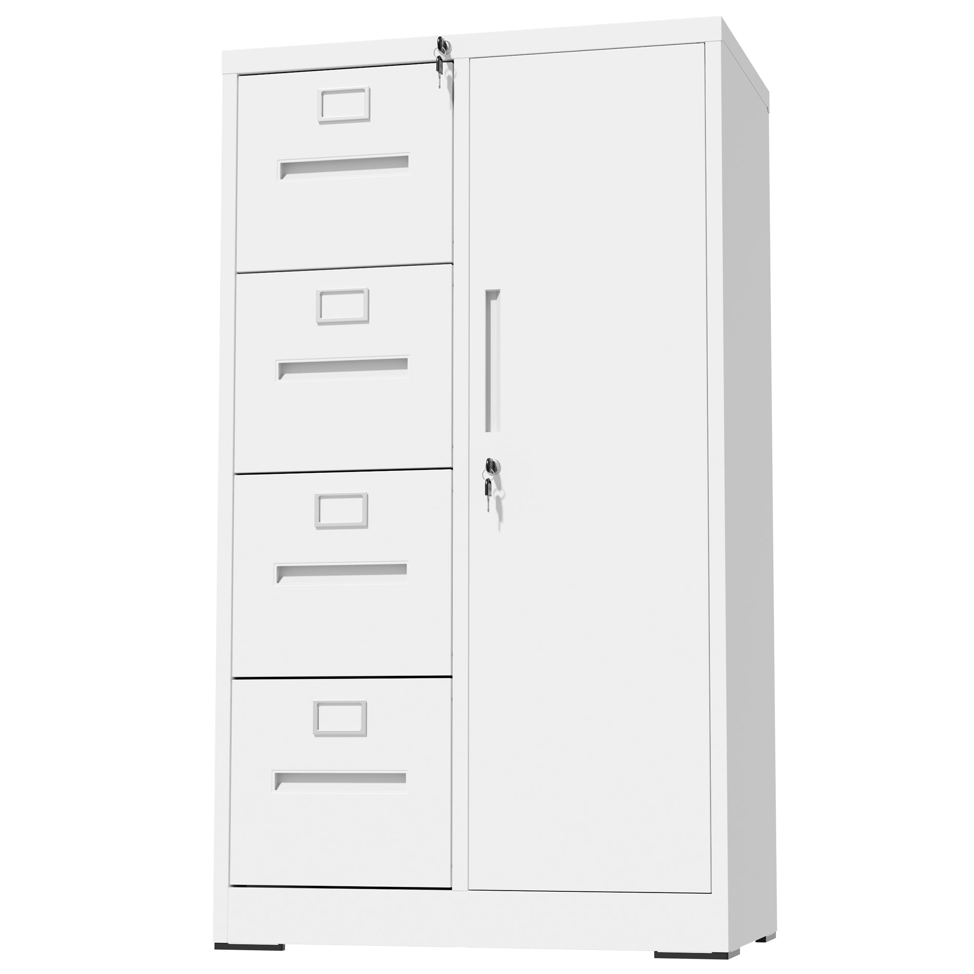 Metal Storage Vertical Filing Cabinet with Lock, Steel File Locker with 4 Drawers and 1 door for School, Living Room, Bedroom