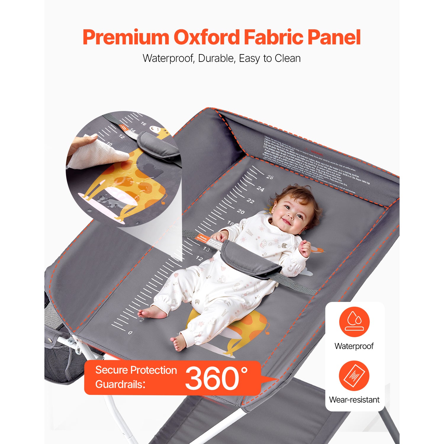 Foldable Baby Changing Diaper Station with Side Basket & Wheels Dark Gray | Premium Home Decor - Grand Goldman