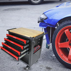 4 Drawers Multifunctional Tool Cart With Wheels And Wooden Top | Premium Home Decor - Grand Goldman