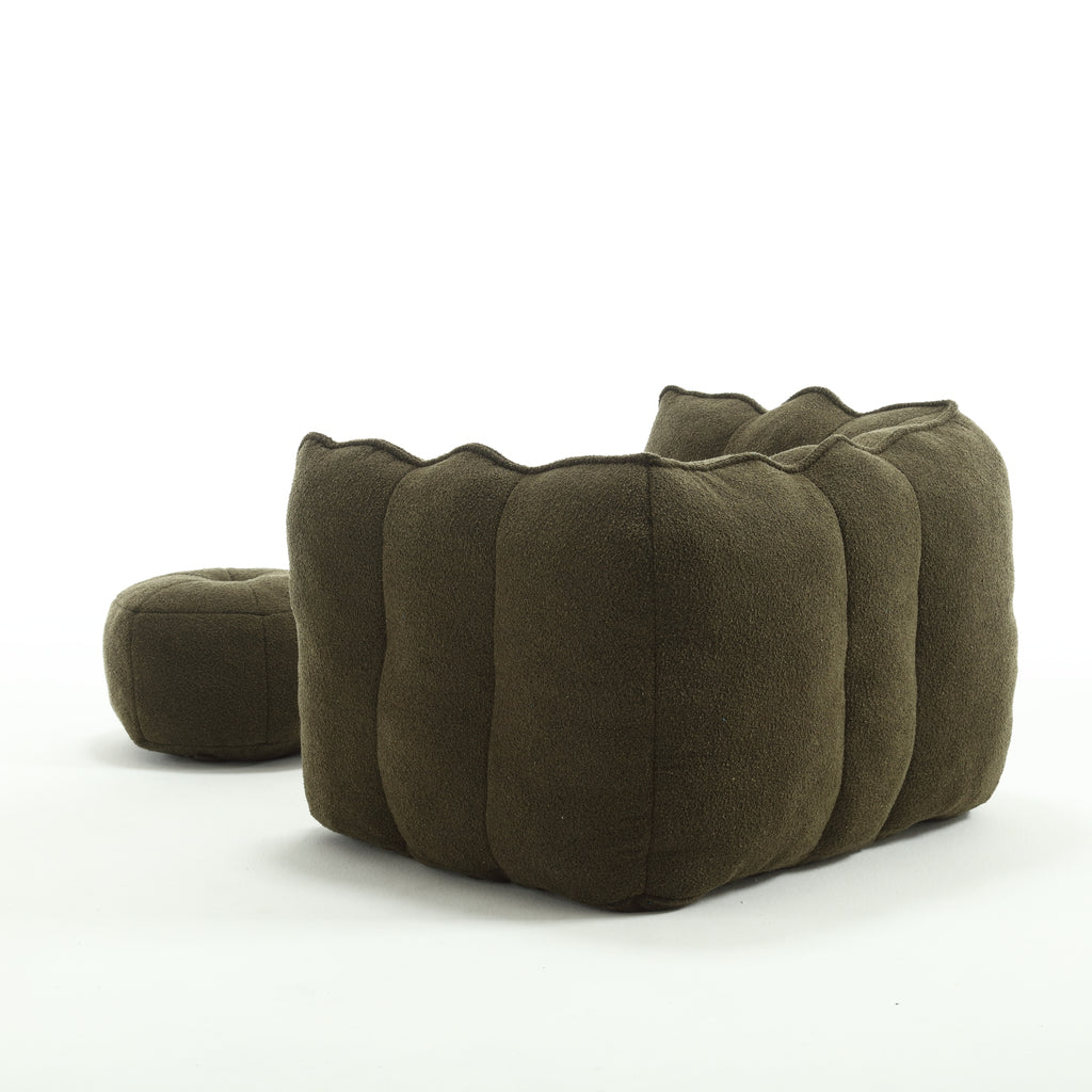Soft Chenille Bean Bag Chair with High Resilient Foam for Living Room and Bedroom, Comfortable Square Lazy Sofa with Footstool for Adults - Grand Goldman Shop