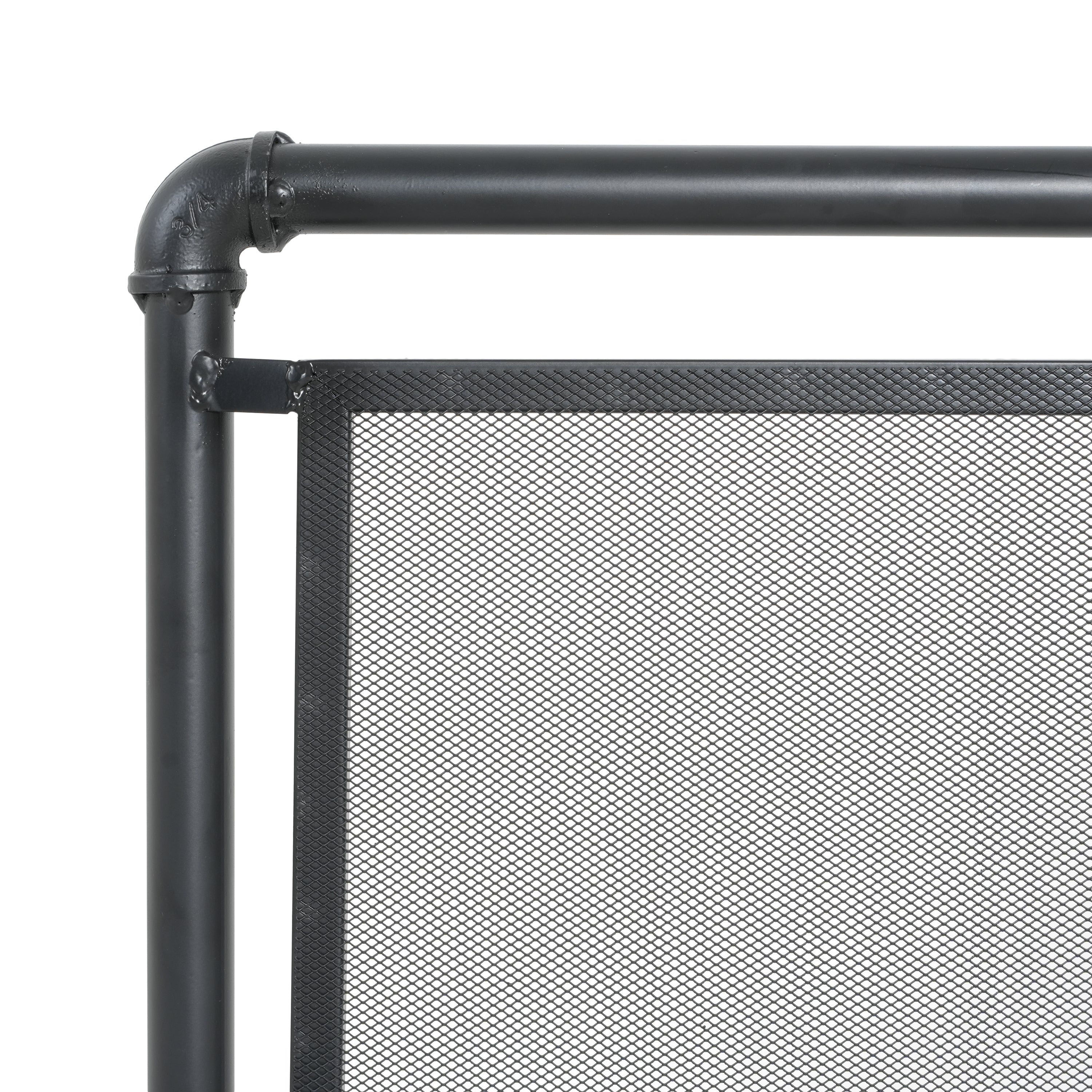 Celeste 1 Panel Iron Fireplace Screen 36' W x 29' H, Black - Grand Goldman Shop