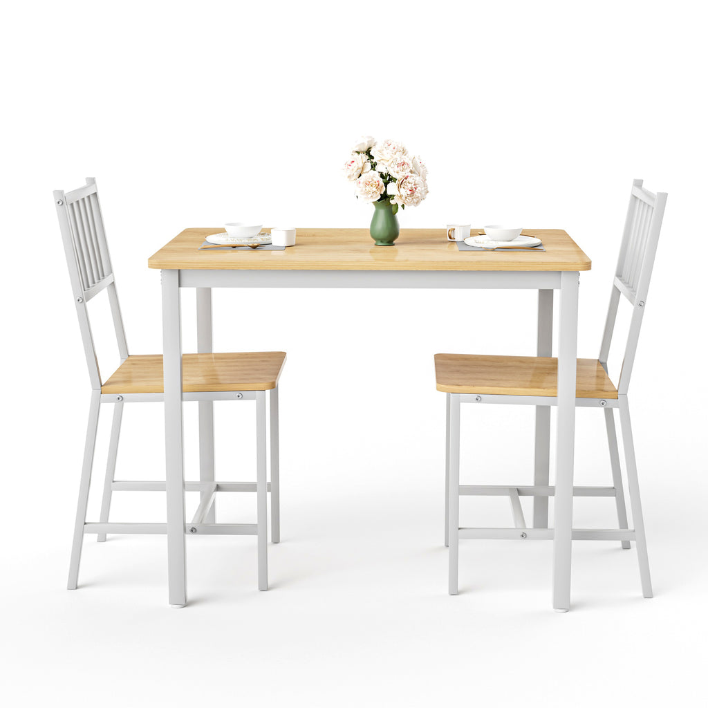 Dining Table Set, Bar Table with 2 Dining chairs, Kitchen Table Counter with Chairs, Industrial for Kitchen Breakfast Table, Living Room, Party Room,Natural and White,35.4″L x23.6″W x 29.7″H - Grand Goldman Shop
