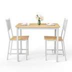 Dining Table Set, Bar Table with 2 Dining chairs, Kitchen Table Counter with Chairs, Industrial for Kitchen Breakfast Table, Living Room, Party Room,Natural and White,35.4″L x23.6″W x 29.7″H - Grand Goldman Shop