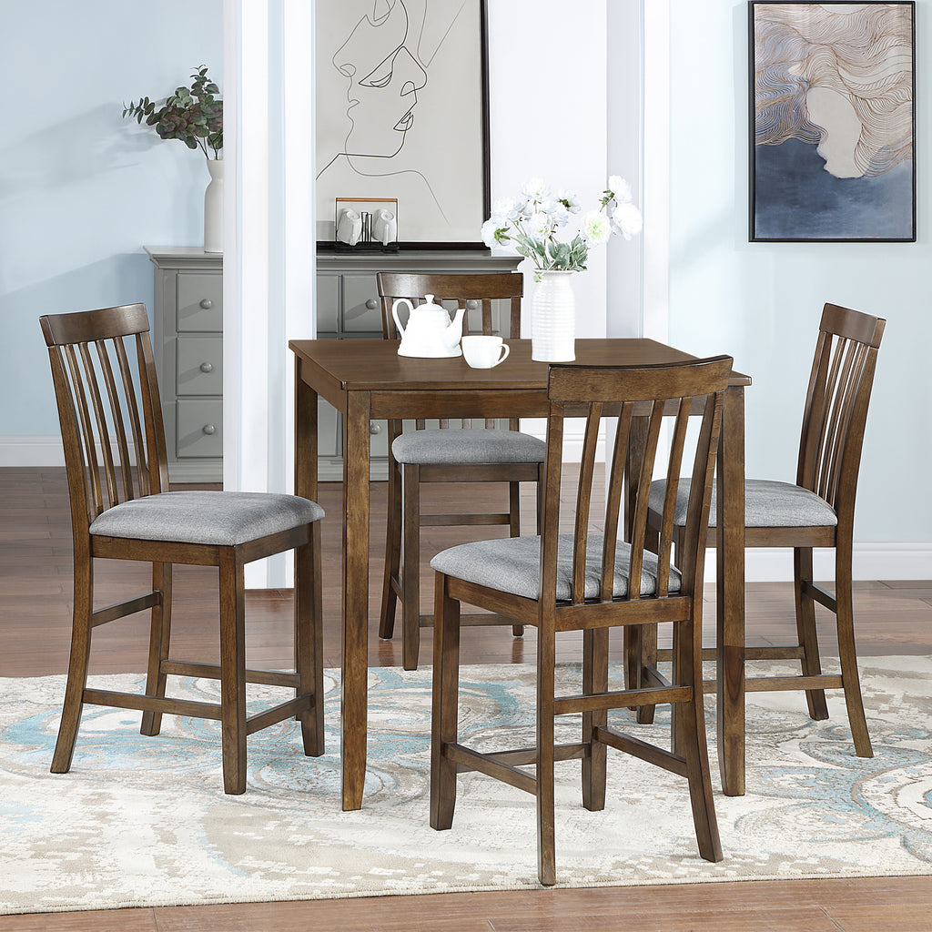Wooden Dining Square Table, Kitchen Table for Small Space, 4 Person Counter Height Table, Walnut ONLY THE TABLE - Grand Goldman Shop