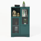 Modern MDF Painted Cabinet with Glass Doors and Drawer, Green, Bedroom Living Room Storage - Grand Goldman Shop