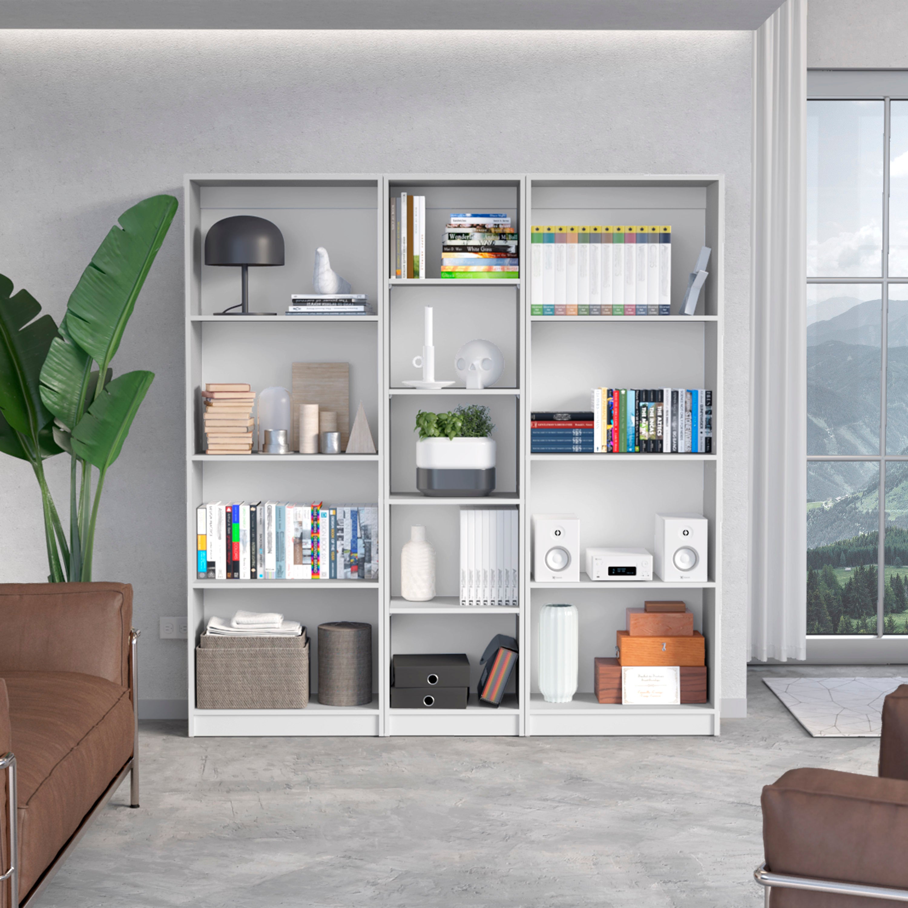 Durant 3 Piece Home Bookcase set, 67' Wide with 13 Shelves ,  Living Room Set Set  White | Premium Home Decor - Grand Goldman