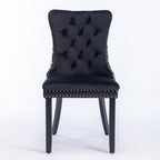 Classic Velvet Dining Chairs,  High-end Tufted Solid Wood Contemporary Velvet Upholstered Dining Chair with Wood Legs Nailhead, SET OF 2,Black and Patterned,SW2201BK - Grand Goldman Shop
