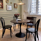 (Walnut Color) Round Table, ∅31.5'' Modern Dining Table, Dining Table,MDF Top and Steel Base Tulip Round Kitchen Table,Kitchen Table, Mid Century Coffee Table for Living Room, Oval Dining Table - Grand Goldman Shop