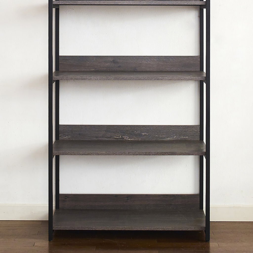 Monica Wood and Metal Walk-in Closet with Five Shelves in Rustic Gray, Solid Wood Construction - Grand Goldman Shop