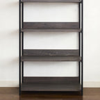 Monica Wood and Metal Walk-in Closet with Five Shelves in Rustic Gray, Solid Wood Construction - Grand Goldman Shop