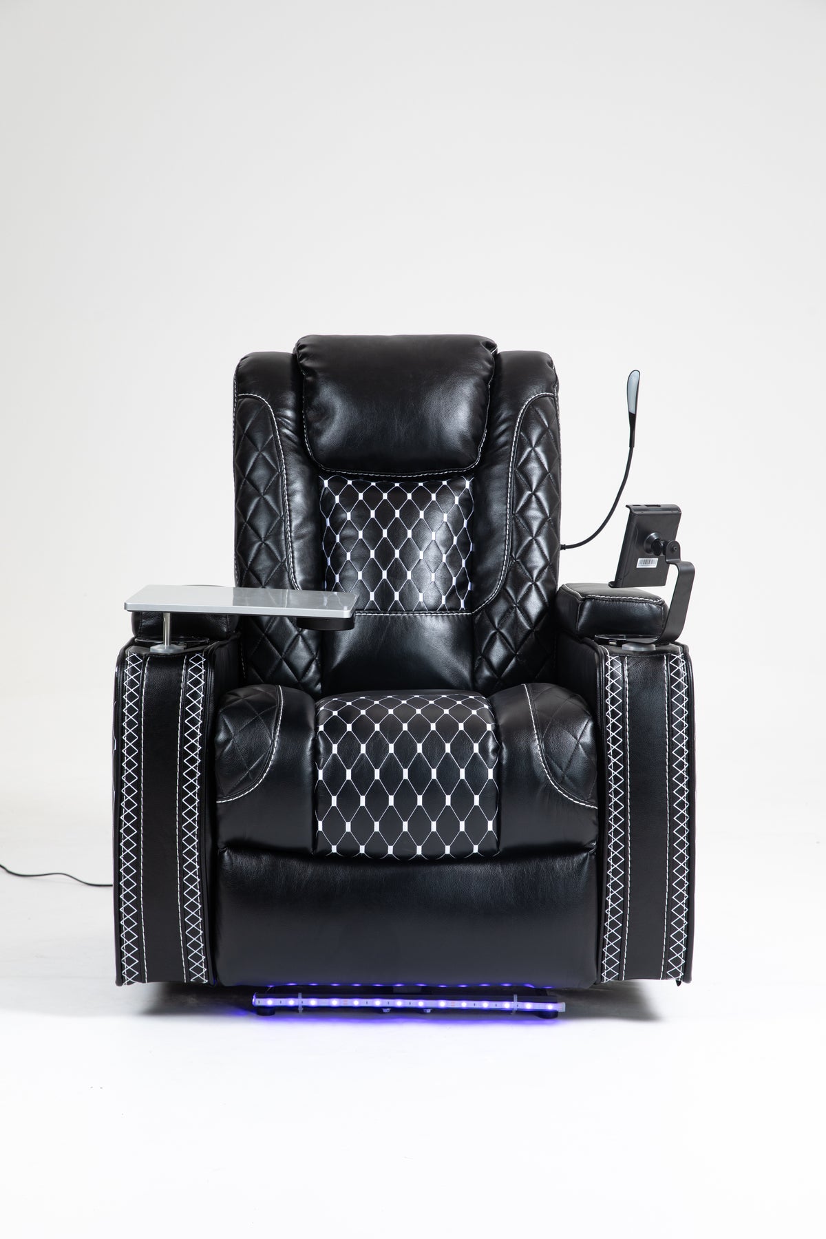 Power Zero Gravity Recliner with Multifunctional Features - Storage Armrest & Cup Holder - Laptop Table & Phone Holder- Reading Light & LED - Infinite Position Recline for Living Room & Office - Grand Goldman Shop