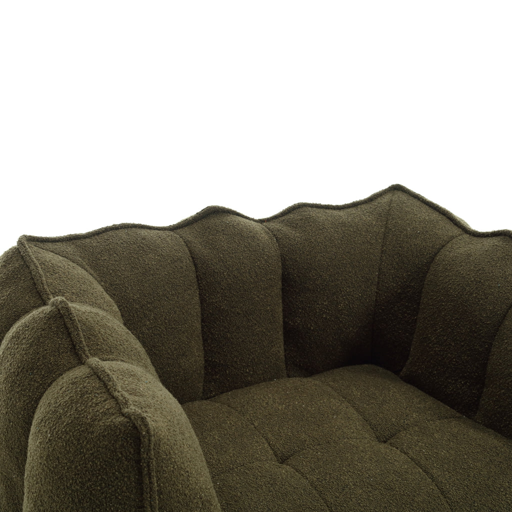 Soft Chenille Bean Bag Chair with High Resilient Foam for Living Room and Bedroom, Comfortable Square Lazy Sofa with Footstool for Adults - Grand Goldman Shop