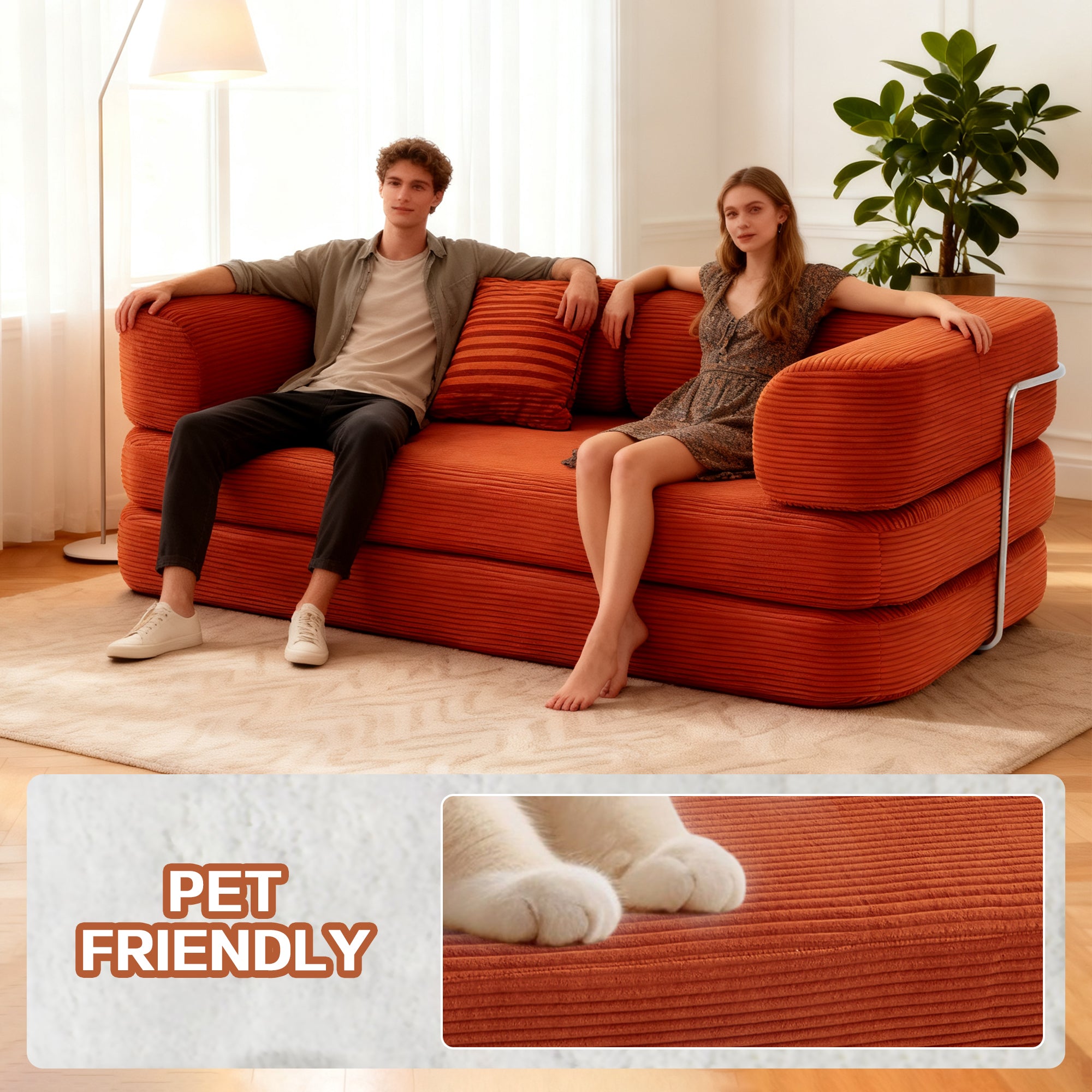 Floor Couch,Compressed Sofa,Convertible Floor Sofa Bed with Convertible Blanket Pillow,Enhanced frame stability,Comfy Couch Lounge Sleeper Bed,for Living Room Bedroom - Grand Goldman Shop