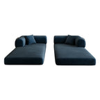 78.8' Compression Sofa,Convertible Floor Sofa Bed-with Pillow Back Support Armrest,Comfy Futon Couch Sleeper Bed,Loveseats Boneless Modular Sectional Sofa,Corduroy fabric,for Living Room,Bedroom,Blue - Grand Goldman Shop
