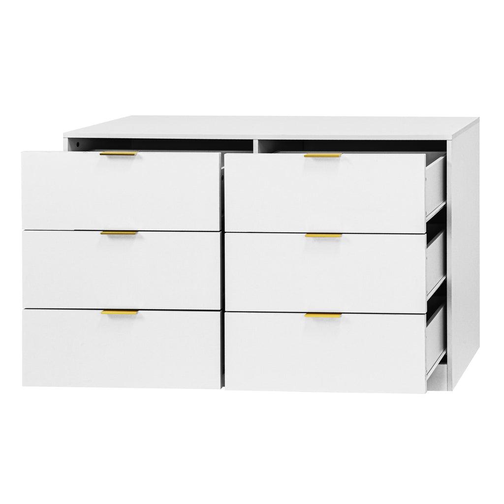 Simply Modern 6-Drawer Dresser, Chest of Drawers for Bedroom, Living Room, Hallway, and Entryway - Large Storage Cabinet White - Grand Goldman Shop