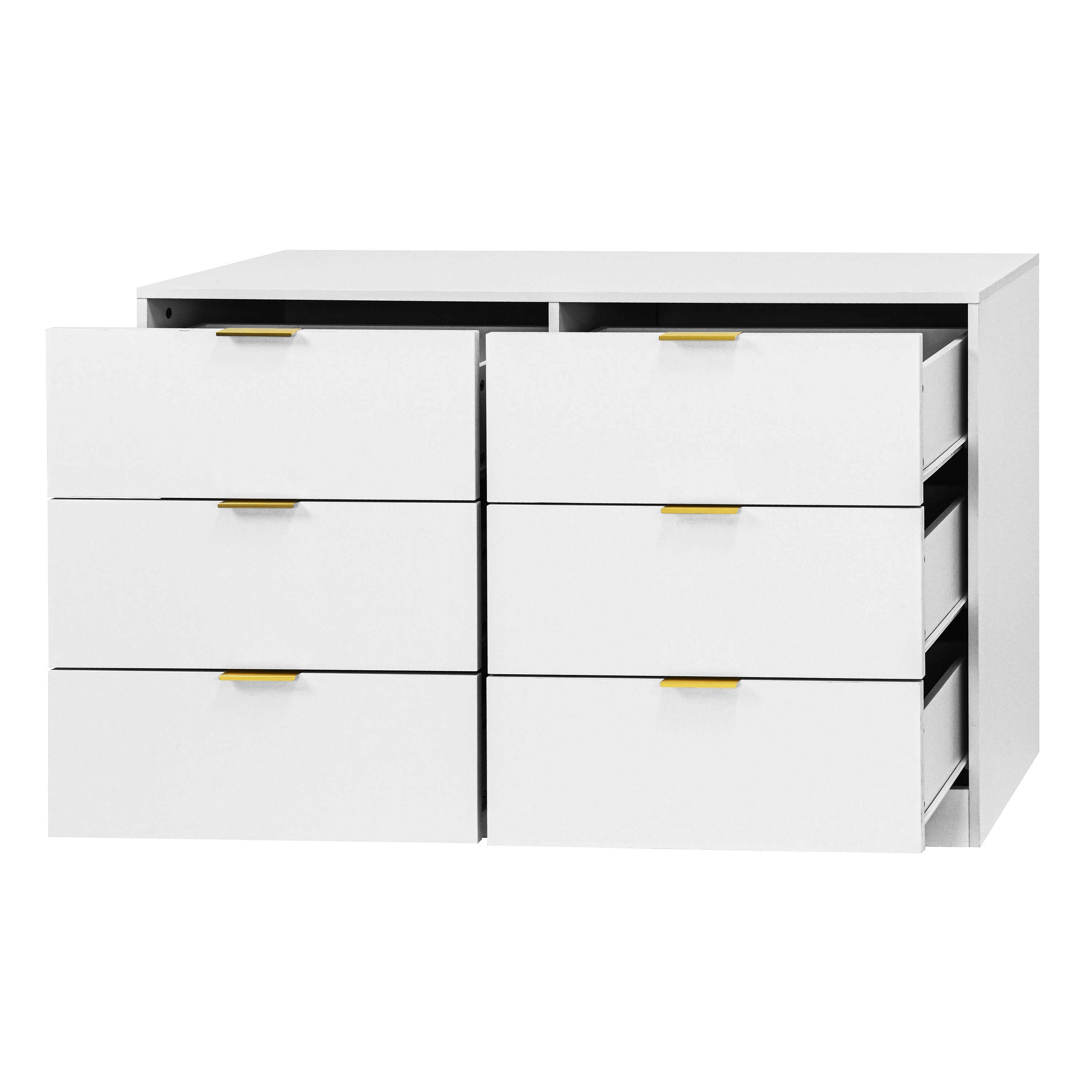 Simply Modern 6-Drawer Dresser, Chest of Drawers for Bedroom, Living Room, Hallway, and Entryway - Large Storage Cabinet White - Grand Goldman Shop