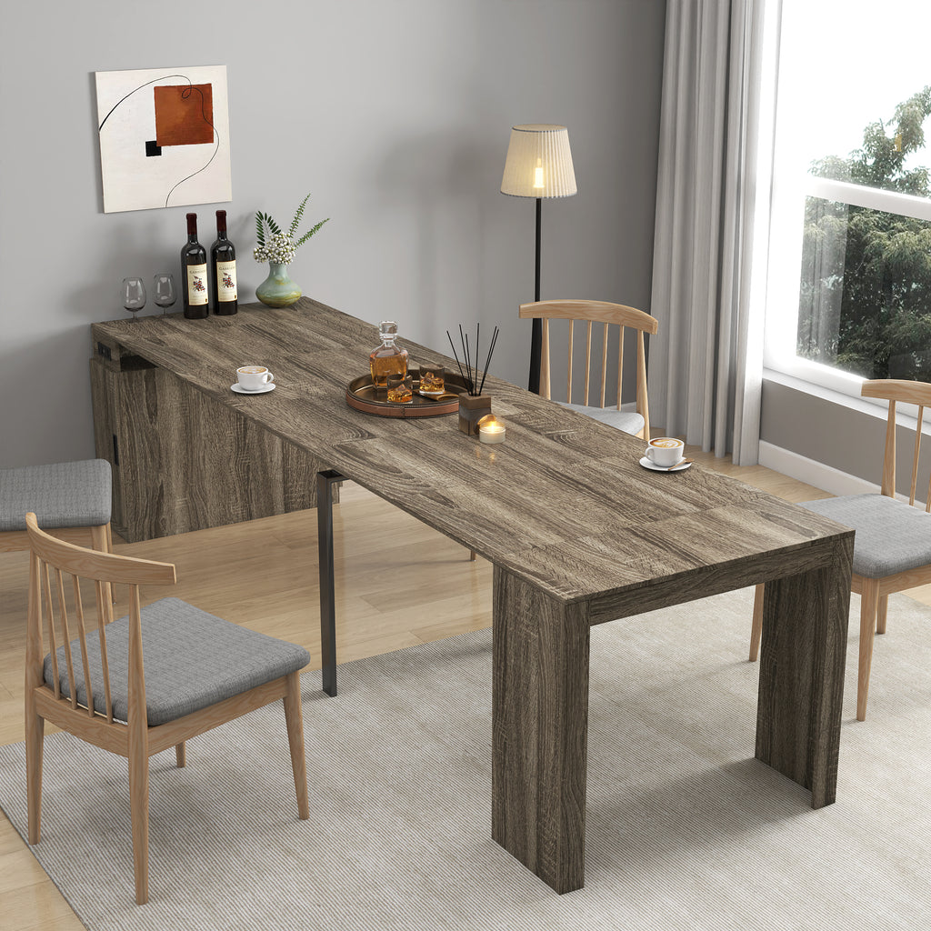 Modern Multifunctional Extendable Dining Table with Outlet, Space Saving Expanding Table with Storage for Party, Weddings, Meetings, Celebrations - Grand Goldman Shop