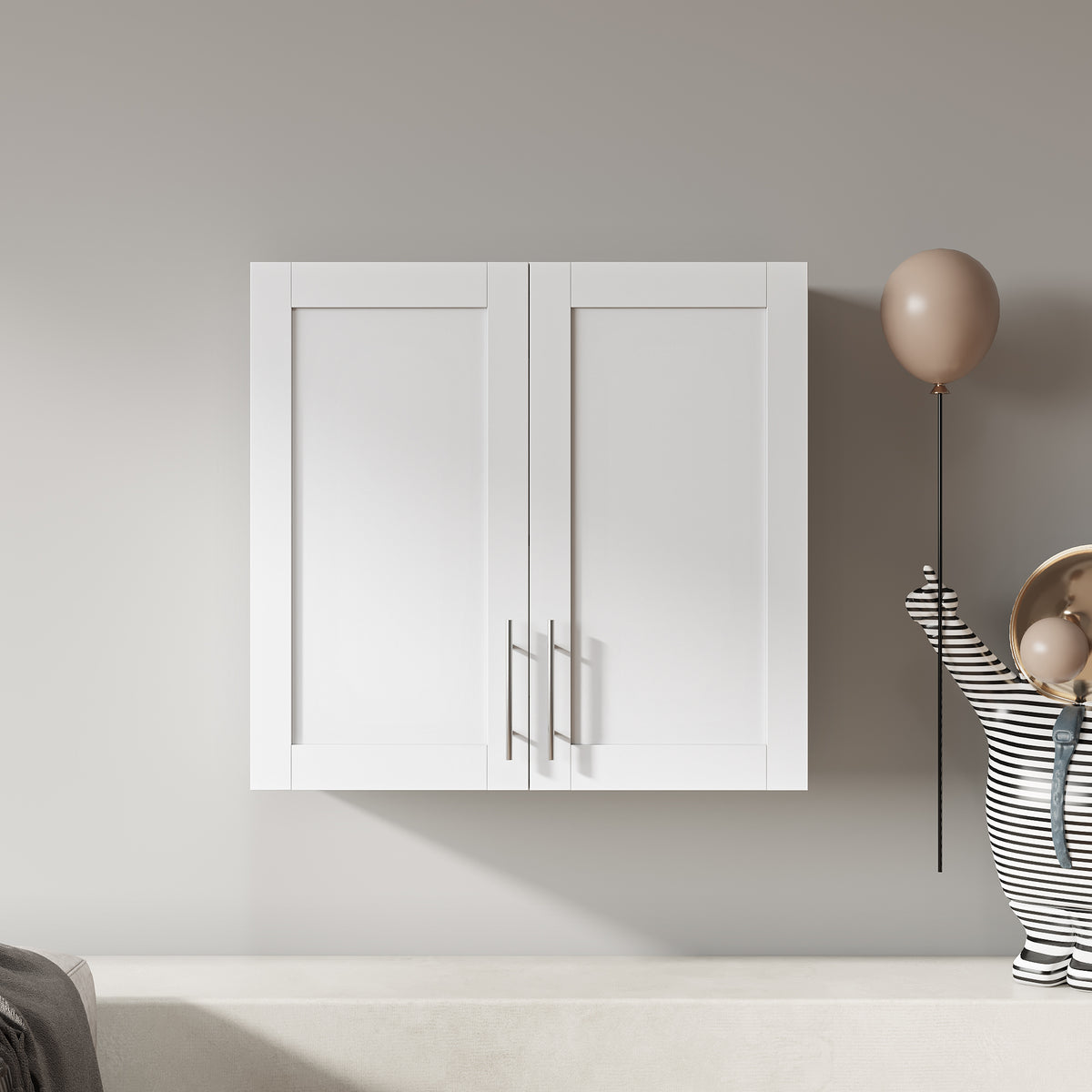 Stackable Wall Mounted Storage Cabinet, 11.81 'D x 31.50'W x 29.92 'H, White - Grand Goldman Shop