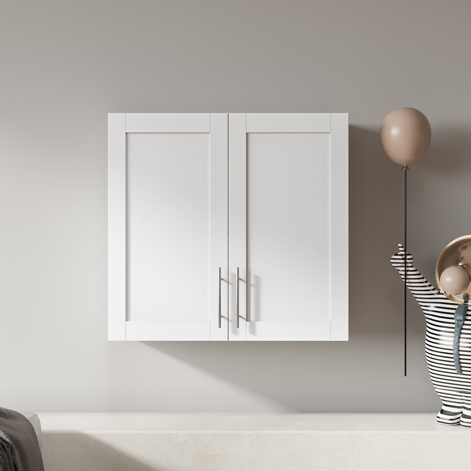 Stackable Wall Mounted Storage Cabinet, 11.81 'D x 31.50'W x 29.92 'H, White - Grand Goldman Shop
