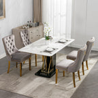 Nikki Collection Modern, High-end Tufted Solid Wood Contemporary Velvet Upholstered Dining Chair with Golden Stainless Steel Plating Legs,Nailhead Trim,Set of 2,Gray and Gold, SW1601GY - Grand Goldman Shop