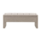 Modern Upholstered Bed End Bench with Storage, Comfy Linen Grey Brown Foot Rest - Grand Goldman Shop