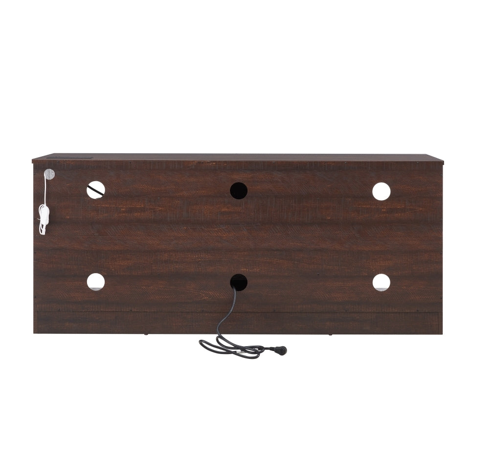 TV Stand Electric Fireplace TV Stand with Glass Shelves, 3D Fireplace TV Stand with LED Lights Wood with USB Charging Outlet Modern Television Table Center for TV up to 32-62' ESP 58''W*15.4''D*24.6 - Grand Goldman Shop