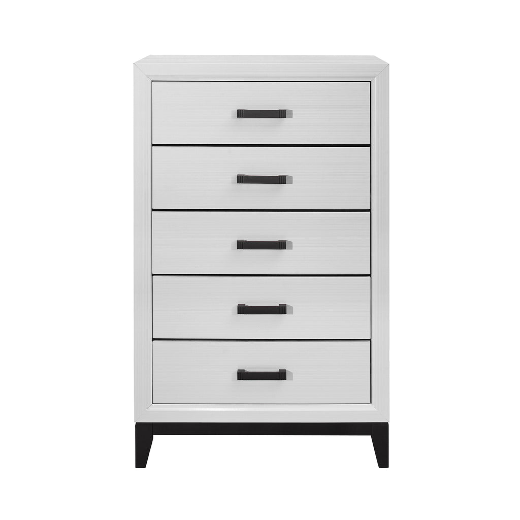 MIRAGE White 5PC King Bedroom Set with Rubber Wood and Slats - Grand Goldman Shop