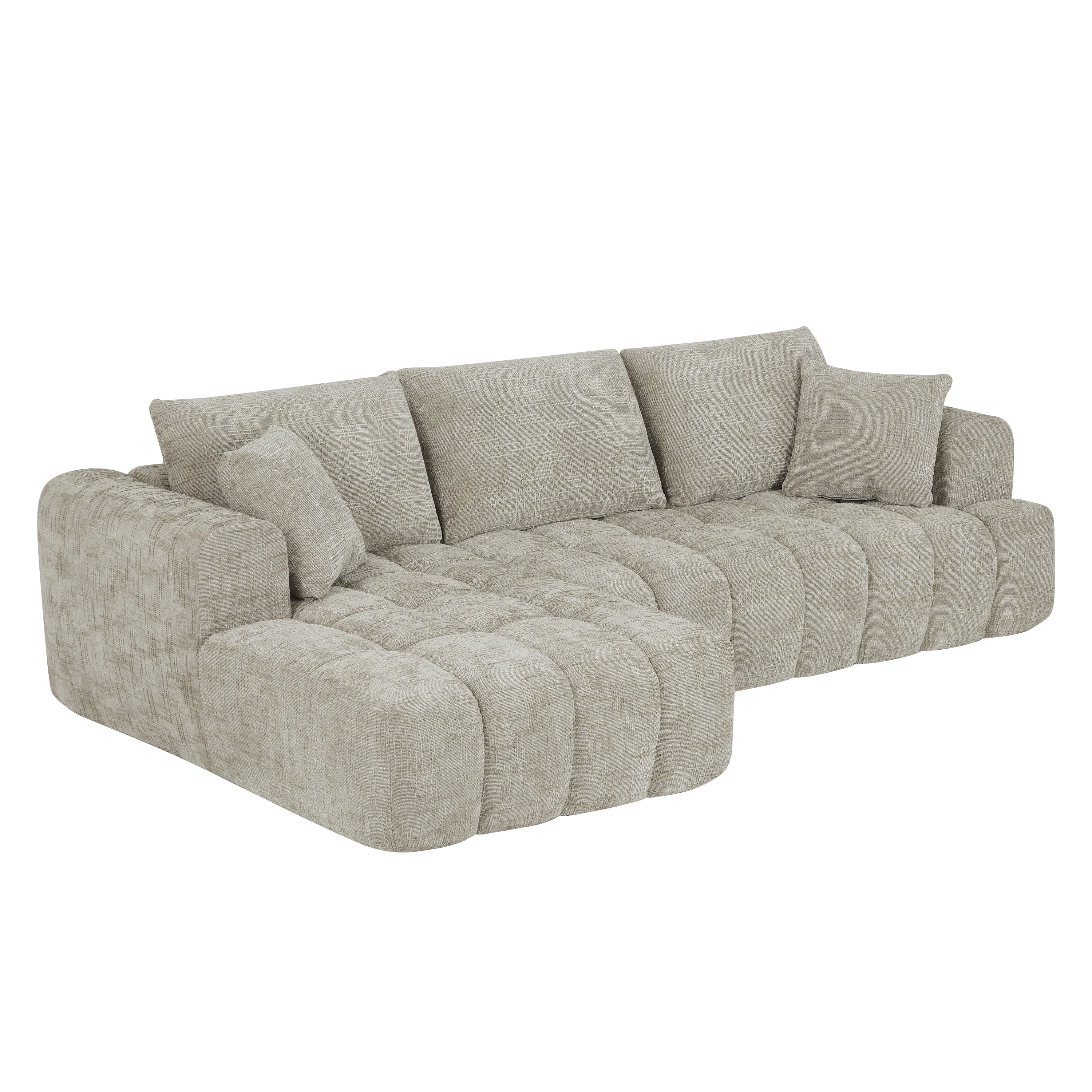 Chenille L-Shape Luxury Sectional Oversized Sofa,Mnimalist Design,Comfy Sleeper Couch for Living Room,Apartment&Reception Spaces,No Assembly Required - Grand Goldman Shop