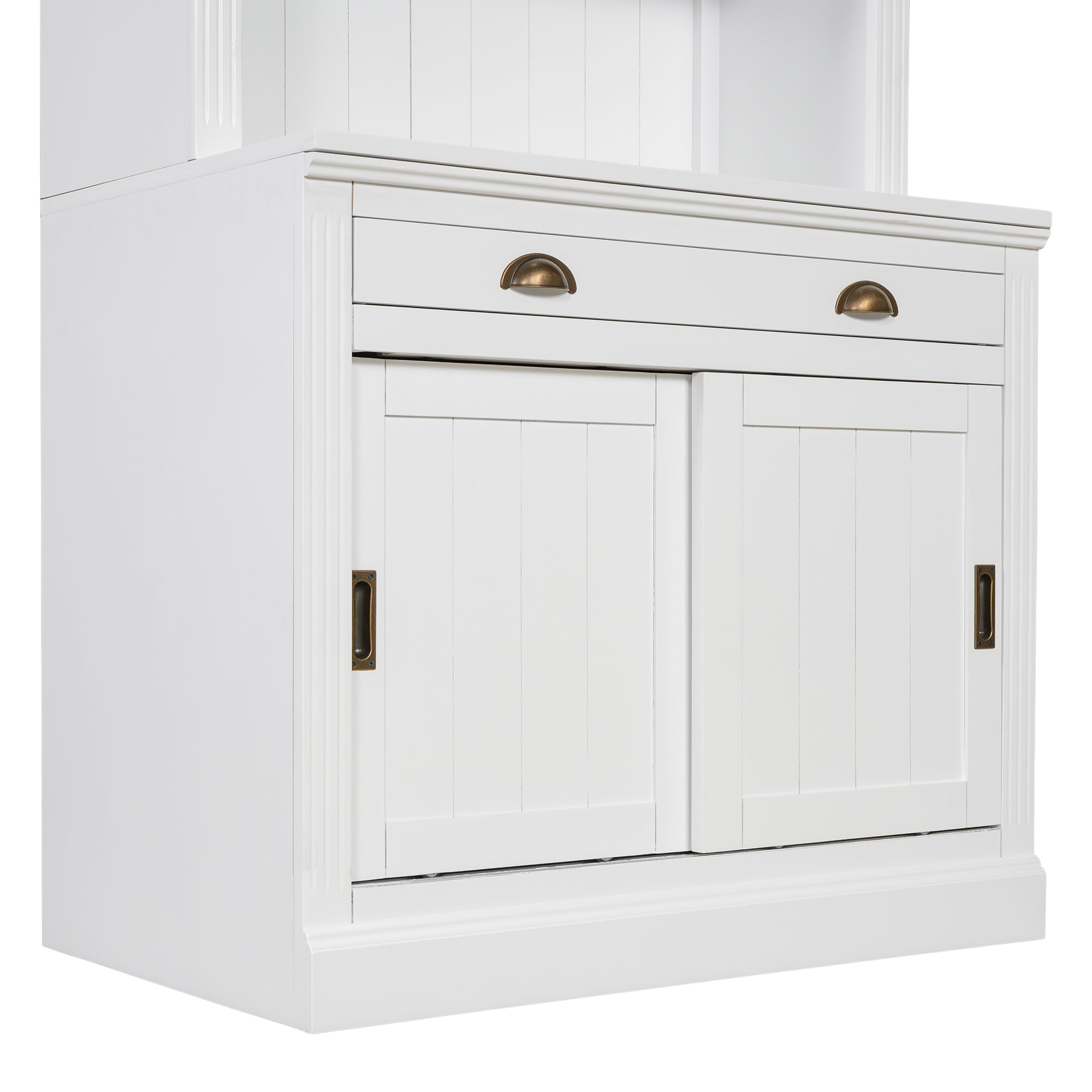83.4'Tall Bookshelf Suite with LED Lighting, Modern Bookcase Suite with Sliding Doors,Drawers and Open Shelves,Storage Booksh