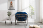 Outdoor Rattan Rocking Chair,Padded Cushion Rocker Recliner Chair Outdoor for Front Porch, Living Room, Patio, Garden, Navy Blue - Grand Goldman Shop