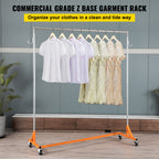 Z Rack, Industrial Grade Z Base Garment Rack, Height Adjustable Rolling Z Garment Rack, Sturdy Steel Z Base Clothing Rack w/ Lockable Casters for Home Garment Store Display Commercial Use Orange - Grand Goldman Shop