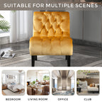 COOLMORE Modern Velvet Armless Accent Living Room Chair / Leisure Chair,Upholstered Fabric Button Comfortable Chair with Wooden Legs for Bedroom, Living Room, Office (Mustard Velvet) - Grand Goldman Shop