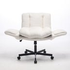 Modern Chenille Swivel Office Chair, Height Adjustable Task Chair with Convertible Multi-Position Armrests,Comfy Double Cushi