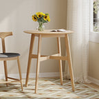 Wood Counter Height Round Dining Table, Natural Oak Finish, 35.4'D x 35.4'W x 36'H - Grand Goldman Shop