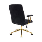 Textured Boucle Fabric Black and Gold Office Chair, Modern Height Adjustable Desk Chair with Padded Arms - Grand Goldman