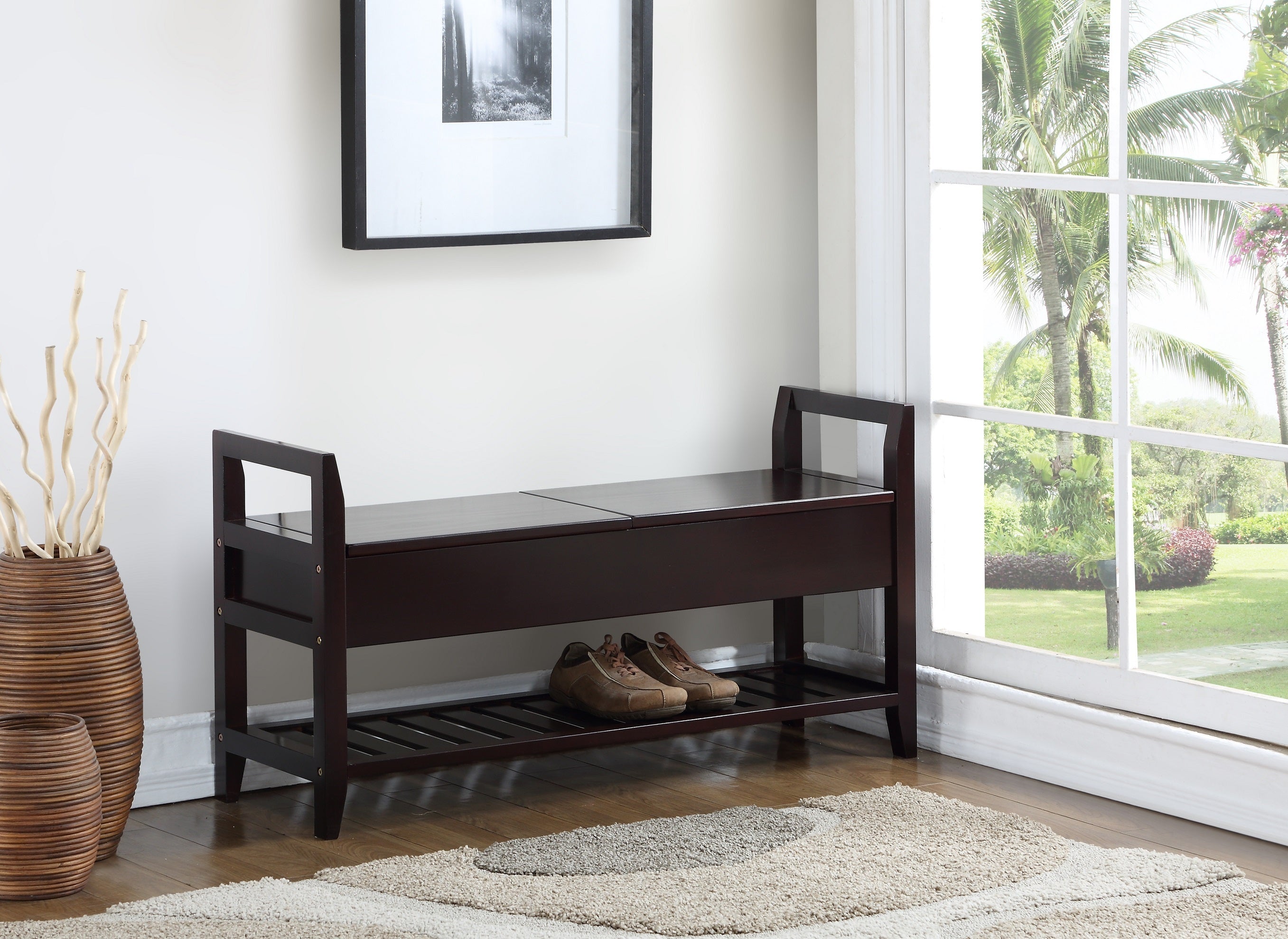 Vannes Espresso Storage Shoe Bench - Grand Goldman Shop